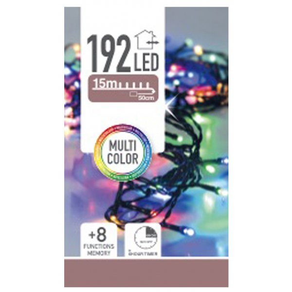 192 Πολύχρωμα Λαμπάκια LED Μπαταρίας Εξωτερικού Χώρου, με 8 Προγράμματα και Χρονοδιακόπτη (15m)